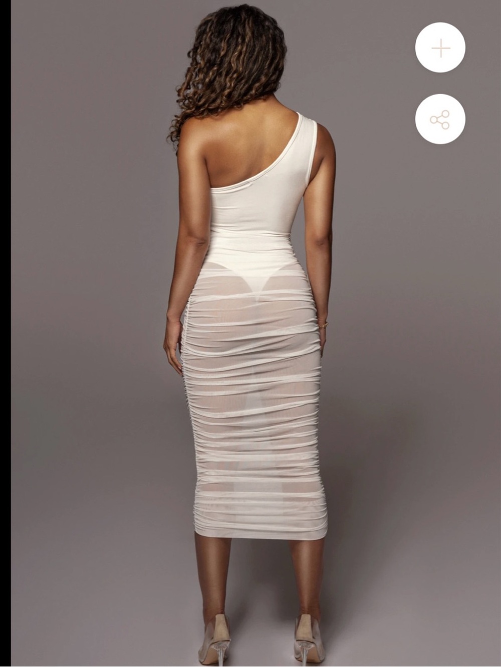 JLUXLABEL Sheer Ruched White Skirt - CAN BE WORN AS BIKINI COVER - Picture 4 of 7